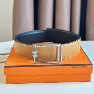 Hermes Tube H Buckle 38 Reversible Belt Leather In Gold/Black