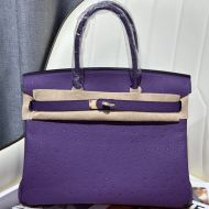 Hermes Birkin Bag Ostrich Leather Gold Hardware In Purple