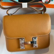 Hermes Constance Bag Epsom Leather Palladium Hardware In Brown