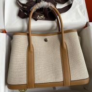 Hermes Garden Party Bag Canvas Palladium Hardware In Camel