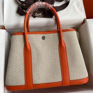 Hermes Garden Party Bag Canvas Palladium Hardware In Orange