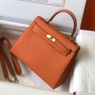 Hermes Kelly Bag Epsom Leather Gold Hardware In Orange