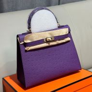 Hermes Kelly Bag Ostrich Leather Gold Hardware In Purple