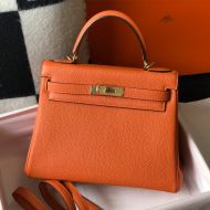Hermes Kelly Bag Togo Leather Gold Hardware In Orange