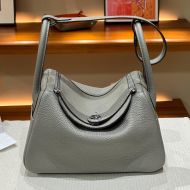 Hermes Lindy Bag Clemence Leather Palladium Hardware In Marble
