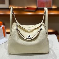 Hermes Lindy Bag Clemence Leather Palladium Hardware In White