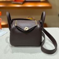 Hermes Mini Lindy Bag Togo Leather Gold Hardware In Coffee