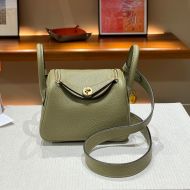 Hermes Mini Lindy Bag Togo Leather Gold Hardware In Olive