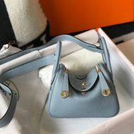 Hermes Mini Lindy Bag Togo Leather Gold Hardware In Sky Blue
