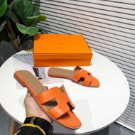 Hermes Oran Slides Women Calfskin In Orange