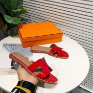 Hermes Oran Slides Women Nappa Leather In Red