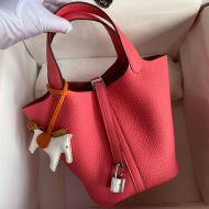 Hermes Picotin Lock Bag Clemence Leather Gold/Palladium Hardware In Rose