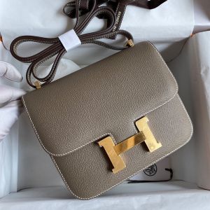 Hermes Constance Bag Epsom Leather Gold Hardware In Khaki
