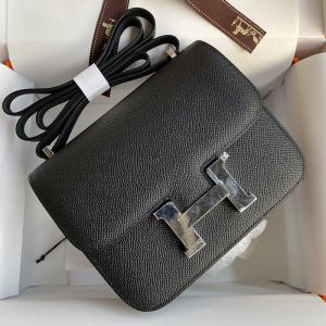 Hermes Constance Bag Epsom Leather Palladium Hardware In Black