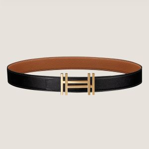 Hermes H Au Carre 32 Reversible Belt Leather In Black/Brown