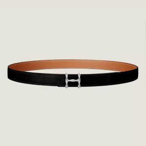 Hermes H Torsade 24 Reversible Belt Leather In Black/Brown