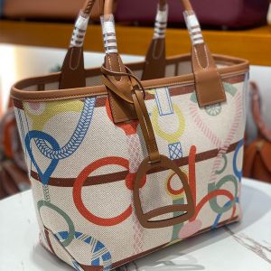 Hermes Steeple 25 Bag H Plume Canvas with Clic Clac Panoplie Equestre Motif In Beige/Multicolor